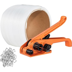 image:imageVEVOR Electric Strapping Machine for 039075 PP PET Straps Portable Electric Banding Tool with Digital Display 2 x 4000mAh Battery Powered Automatic Strapping Tool for Packaging Box PalletPP 12x328 3PC Set