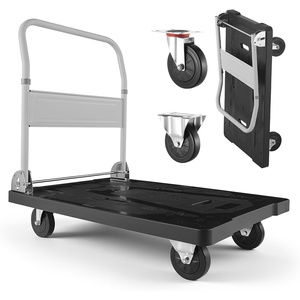 image:imageVEVOR Foldable Push Cart Dolly 660 lbs Capacity Folding Platform Truck with Swivel Wheels Moving Platform Hand Truck Flatbed Cart Space Saving Push Handle for Easy Storage 352 x 234 x 335 in352 x 234 x 335 in 895 x 595 x 850 mm