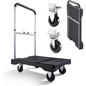 image:imageVEVOR Foldable Push Cart Dolly 660 lbs Capacity Folding Platform Truck with Swivel Wheels Moving Platform Hand Truck Flatbed Cart Space Saving Push Handle for Easy Storage 352 x 234 x 335 in268 x 195 x 45 in 680 x 495 x 115 mm