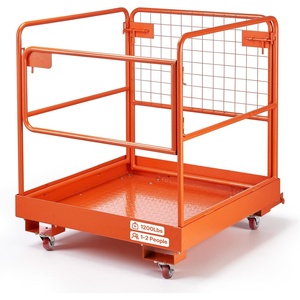 image:imageVEVOR Forklift Man Basket 366 x 366 Inch Forklift Safety Cage with 4 Wheels 1200 lbs Capacity Heavy Duty Work Platform Collapsible Lift Basket Safety Set for Most Aerial Jobs Lifting Loader