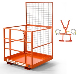 image:imageVEVOR Forklift Safety Cage 482 x 452 Inch Heavy Duty Forklift Man Basket 1400 lbs Capacity Collapsible Work Platform Lift Basket with Safety Harness amp Lock for Most Aerial Jobs Lifting Loader