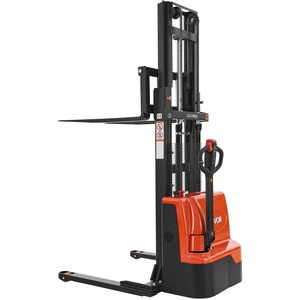image:imageVEVOR Full Electric Pallet Stacker 3300 lbs Capacity 984 Lifting Height Pallet Lift Stacker Forklift with Straddle Legs amp Forks 866311 Inches Adjustable Fork Width Orange amp Black