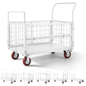 image:imageVEVOR Heavy Duty 2 Tier Platform Hand Truck 700 lbs 2 Tier Push Tool Cart with HighStrength Steel Utility Cart for Warehouse Garage Workshop Office445 x 266 x 421 in 1130 x 675 x 1070 mm