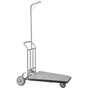 image:imageVEVOR Hotel Luggage Cart 1200 lbs Heavy Duty Bellman Cart with Stainless Steel Frame 8 in Rubber Wheels Black Carpeted Deck Commercial Luggage Carrier Rolling Trolley for HotelsResorts Rose Gold425x25x71in