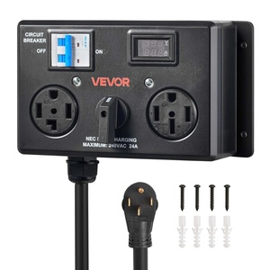 image:imageVEVOR Manual EV Charging Switch NEMA 1430P to 1430R amp 1450R Splitter Switch for Dryer amp EV 24A Max 240V Manual Power Distribution with Circuit Breaker HandOperated Selector Plug and Play ETL