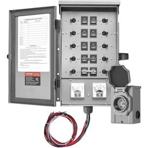 image:imageVEVOR Manual Transfer 30Amp 6Circuit Prewired Generator Transfer Kit with NEMA L1430P Power Inlet Box DoubleThrow NEMA 3R Mechanical Watt Meter for 7500W Generators30 Amp  10 Circuit