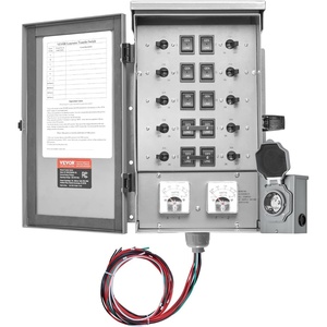 image:imageVEVOR Manual Transfer 30Amp 6Circuit Prewired Generator Transfer Kit with NEMA L1430P Power Inlet Box DoubleThrow NEMA 3R Mechanical Watt Meter for 7500W Generators50 Amp  10 Circuit