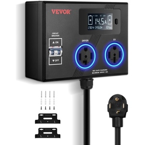 image:imageVEVOR NEMA Splitter for Dryer and EV 3Color LED Indicator 240V Smart Power Distribution with NEMA 1450 Plug Two NEMA 1450 Outlets 34 in LCD Screen Max 40A Dryer EV Tested to ETL StandardNEMA 1430P to 1430R1450R