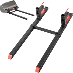 image:imageVEVOR Pallet Forks 2000 lbs Clamp on Pallet Forks 60Inch Total Length HeavyDuty Tractor Fork with Adjustable Stabilizer Bar for Tractor Attachments Loader Bucket and Skid Steer Black60 Inch