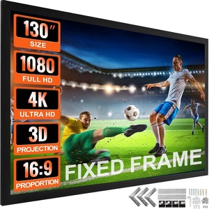image:imageVEVOR Projector Screen 130inch Outdoor Projector Screen 169 Movie Screen Fixed Frame 3D Projector Screen for 4K HDTV Movie Theater130inch
