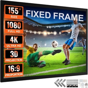image:imageVEVOR Projector Screen 130inch Outdoor Projector Screen 169 Movie Screen Fixed Frame 3D Projector Screen for 4K HDTV Movie Theater155inch