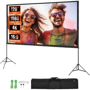 image:imageVEVOR Projector Screen with Stand 120 inch 169 4K 1080 HD Outdoor Movie Screen with Stand WrinkleFree Projection Screen with Bar Feet and Carry Bag for Home Theater Cinema Backyard Movie NightSixfooted 120