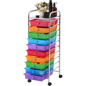 image:imageVEVOR Rolling Cart with Drawers 4 Drawer Storage Organizer Mobile Utility Cart with Steel Frame Universal Casters amp 2 Brakes for Office Classroom Craft Tools Garage Cleaning Supplies Rose Red156 L x 132 W x 390 H