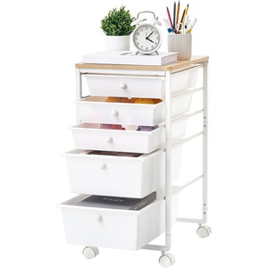 image:imageVEVOR Rolling Cart with Drawers 4 Drawer Storage Organizer Mobile Utility Cart with Steel Frame Universal Casters amp 2 Brakes for Office Classroom Craft Tools Garage Cleaning Supplies Rose Red157 L x 130 W x 250 H