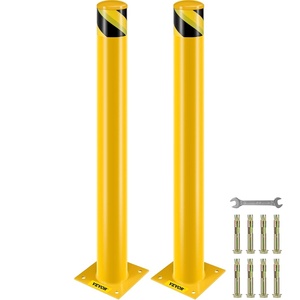 image:imageVEVOR Safety Bollard 48 Inch Height Bollard Post 45 Inch Diameter Steel Pipe Safety Bollard Post Yellow Steel Bollard Steel Safety Bollard with 8 Anchor Bolts Perfect for TrafficSensitive Area42Hx45D