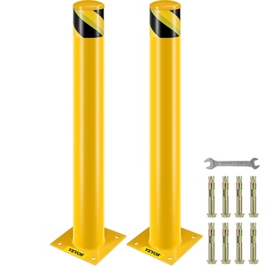 image:imageVEVOR Safety Bollard 48 Inch Height Bollard Post 45 Inch Diameter Steel Pipe Safety Bollard Post Yellow Steel Bollard Steel Safety Bollard with 8 Anchor Bolts Perfect for TrafficSensitive Area36Hx45D