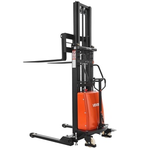 image:imageVEVOR Semi Electric Pallet Stacker 3300 lbs Capacity 9842 Lifting Height Pallet Lift Stacker Forklift with Straddle Legs amp Forks 866311 Inches Adjustable Fork Width Orange amp Black