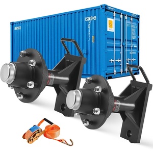 image:imageVEVOR Shipping Container Wheels 6Lug Wheels Kit Heavy Duty Shipping Container Axle with Ratchet Tie DownMoves 20 ft  40 ft Secure Transport for Dock Warehouse Construction Site Black6Lug