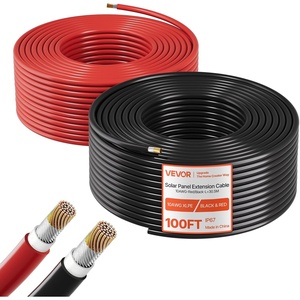 image:imageVEVOR Solar Panel Wire 100 ft Black  100 ft Red Kit 10 AWG 6 mm Solar Panel Extension Cable PV Tinned Copper Wire for Outdoor Home OffGrid Photovoltaic Systems Automotive RV Boat Marine IP67