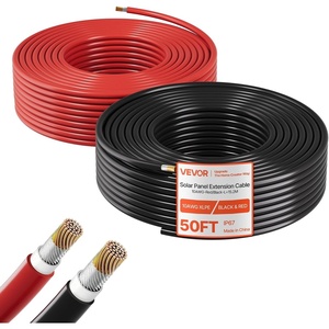 image:imageVEVOR Solar Panel Wire 50 ft Black  50 ft Red Kit 10 AWG 6 mm Solar Panel Extension Cable PV Tinned Copper Wire for Outdoor Home OffGrid Photovoltaic Systems Automotive RV Boat Marine IP67