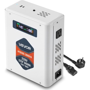 image:imageVEVOR Step Up Voltage Converter 2000VA Heavy Duty Voltage Power Converter 110V to 220V Power Transformer with 2 EU Outlets USB Output LCD Display Temperature Protection for 220V AppliancesWhite