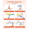 image:imageVEVOR Seesaw Teeter Totter for Kids 110 lbs Load Capacity per Seat Sit and Spin Teeter Totter with 4prong Support Legs Playground Equipment with Swiveling 360 Degrees Rotating for Aged 3 4 SeatsRedyellowblue