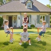 image:imageVEVOR Seesaw Teeter Totter for Kids 110 lbs Load Capacity per Seat Sit and Spin Teeter Totter with 4prong Support Legs Playground Equipment with Swiveling 360 Degrees Rotating for Aged 3 4 SeatsRedyellowblue