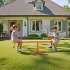 image:imageVEVOR Seesaw Teeter Totter for Kids 110 lbs Load Capacity per Seat Sit and Spin Teeter Totter with 4prong Support Legs Playground Equipment with Swiveling 360 Degrees Rotating for Aged 3 4 SeatsYellow