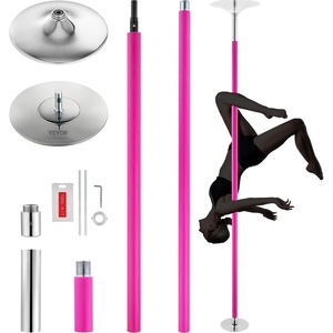 image:imageVEVOR Professional Dancing Pole Spinning Static Dancing Pole Kit Portable Removable Pole 45mm HeavyDuty Stainless Steel Pole Height Adjustable Fitness Pole for Exercise Home Club Gym SilverPink