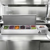 image:imageVEVOR Refrigerated Condiment Prep Station 140 W Countertop Refrigerated Condiment Station with Five 13 Pans amp Four 16 Pans 304 Stainless Body and PC Lid Sandwich Prep Table with Stainless GuardNew Stainless 60 in