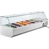 image:imageVEVOR Refrigerated Condiment Prep Station 140 W Countertop Refrigerated Condiment Station with Five 13 Pans amp Four 16 Pans 304 Stainless Body and PC Lid Sandwich Prep Table with Stainless GuardNew Glass 60 in