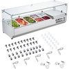 image:imageVEVOR Refrigerated Condiment Prep Station 140 W Countertop Refrigerated Condiment Station with Five 13 Pans amp Four 16 Pans 304 Stainless Body and PC Lid Sandwich Prep Table with Stainless GuardOriginal Glass 55 in