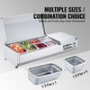 image:imageVEVOR Refrigerated Condiment Prep Station 140 W Countertop Refrigerated Condiment Station with Five 13 Pans amp Four 16 Pans 304 Stainless Body and PC Lid Sandwich Prep Table with Stainless GuardNew Stainless 48in