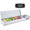 image:imageVEVOR Refrigerated Condiment Prep Station 140 W Countertop Refrigerated Condiment Station with Five 13 Pans amp Four 16 Pans 304 Stainless Body and PC Lid Sandwich Prep Table with Stainless GuardOriginal Stainless 71 in