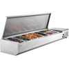 image:imageVEVOR Refrigerated Condiment Prep Station 140 W Countertop Refrigerated Condiment Station with Five 13 Pans amp Four 16 Pans 304 Stainless Body and PC Lid Sandwich Prep Table with Stainless GuardNew Stainless 71 in