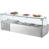image:imageVEVOR Refrigerated Condiment Prep Station 150 W Countertop Refrigerated Condiment Station with Eight 16 Pans 304 Stainless Body and PC Lid Sandwich Prep Table for Restaurant amp Food StallNew Glass 48 in