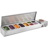 image:imageVEVOR Refrigerated Condiment Prep Station 140 W Countertop Refrigerated Condiment Station with Five 13 Pans amp Four 16 Pans 304 Stainless Body and PC Lid Sandwich Prep Table with Stainless GuardNew Stainless 71 in