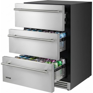 image:imageVEVOR 3Drawer Refrigerator 24 in Undercounter Beverage Cooler Large Capacity Drink Fridge 3 Separate Storage Zones 304 Stainless Steel Drawers Fast Cooling for Kitchen Game Room amp Home Bar