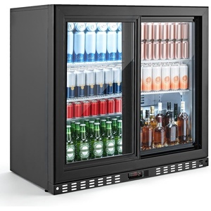 image:imageVEVOR Back Bar Cooler 74 Cu Ft Commercial Beverage Refrigerator Under Counter Bar Fridge with 2 Sliding Doors LED Lighting Adjustable Shelves LowE Glass Display Cooler for Beer Wine Drink
