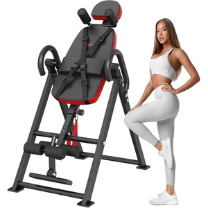 image:imageVEVOR Inversion Table 300 lbs Capacity Heavy Duty Back Inverter Stretcher Inverted Table with DualRoller Locking Decompression Tables for Shoulders Neck MultiAngle Adjustable Tether StrapRedBlack