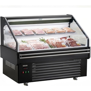 image:imageVEVOR Open Air Merchandiser 31 cu ft Shelving Commercial Refrigerator Grab and Go Fan Cooling Display Cooler with LED Lighting Night Curtain Horizontal for Restaurants Stores Office46 cuft