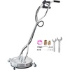 image:imageVEVOR 24 Inch Pressure Washer Surface Cleaner 4000 PSI Stainless Steel Attachment with 4 Wheels 2 Nozzles 38 Inch Quick Connect and Dual Handle for Concrete Patio Sidewalk  Attachment for Concrete Patio Sidewalk 4 Wheels 2 Nozzles 38 Quick Connect amp Dual Handle with Hose Connectors SilverStainless Steel