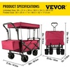 image:imageVEVOR Collapsible Wagon with Removable Canopy 220lbs Heavy Duty Foldable Beach Wagon with Big Wheels Folding Outdoor Utility Wagon Garden Cart with Adjustable Push Pulling Handles