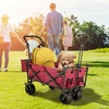 image:imageVEVOR Collapsible Wagon with Removable Canopy 220lbs Heavy Duty Foldable Beach Wagon with Big Wheels Folding Outdoor Utility Wagon Garden Cart with Adjustable Push Pulling Handles