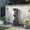 image:imageVEVOR Outdoor Water Fountain 3563 in Height Fountain and Waterfall 4Tier Floor Standing Cascading Fountains with LED Light and Pump Block Stack Style for Outdoor Indoor Garden Patio amp Backyard4961 Inch