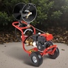 image:imageVEVOR Pressure Washer Hose Reel 50 ft x 38 inch HeavyDuty Steel BracketMounted Pressure Hose Reel WallFloorTruck Mount 4000PSI Max Manual Power Hand Crank for CarFloor WashingGarden