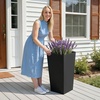 image:imageVEVOR Set of 2 Tall Planters for Outdoor Plants 22 inch Black Tall Planter for Indoor Plants Modern Planters for Front Porch Patio Balcony Plant Container Flower PotsBlack