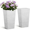 image:imageVEVOR Set of 2 Tall Planters for Outdoor Plants 22 inch Black Tall Planter for Indoor Plants Modern Planters for Front Porch Patio Balcony Plant Container Flower PotsWhite