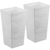image:imageVEVOR Set of 2 Tall Planters for Outdoor Plants 22 inch Black Tall Planter for Indoor Plants Modern Planters for Front Porch Patio Balcony Plant Container Flower PotsWhite