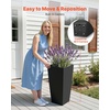 image:imageVEVOR Set of 2 Tall Planters for Outdoor Plants 22 inch Black Tall Planter for Indoor Plants Modern Planters for Front Porch Patio Balcony Plant Container Flower PotsBlack